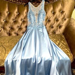 Xscape blue prom/bridesmaid dress, size 4